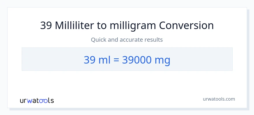 39 milliliters to milligrams conversion