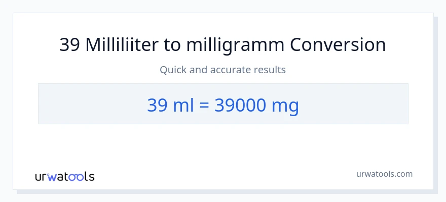 39 milliliitrid konversioon milligrammi-ks