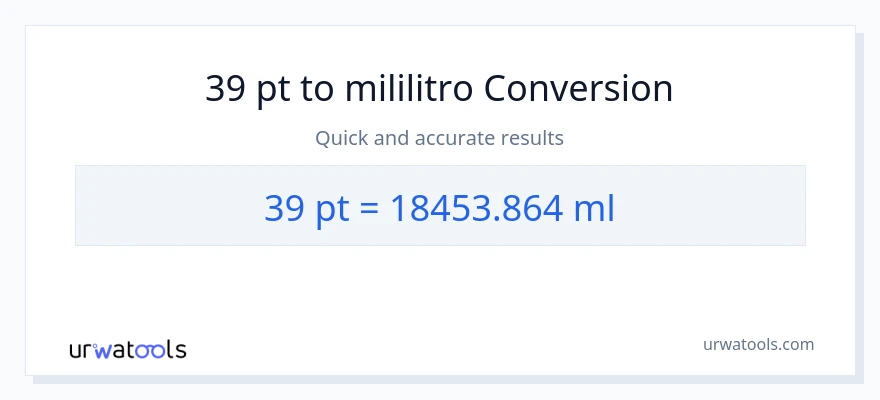 39 Pints patungong mga mililitro na conversion