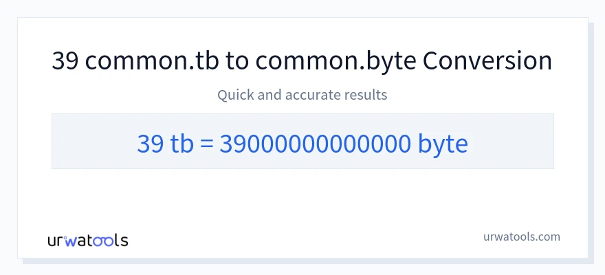 39 Terabytes 到 Bytes 轉換