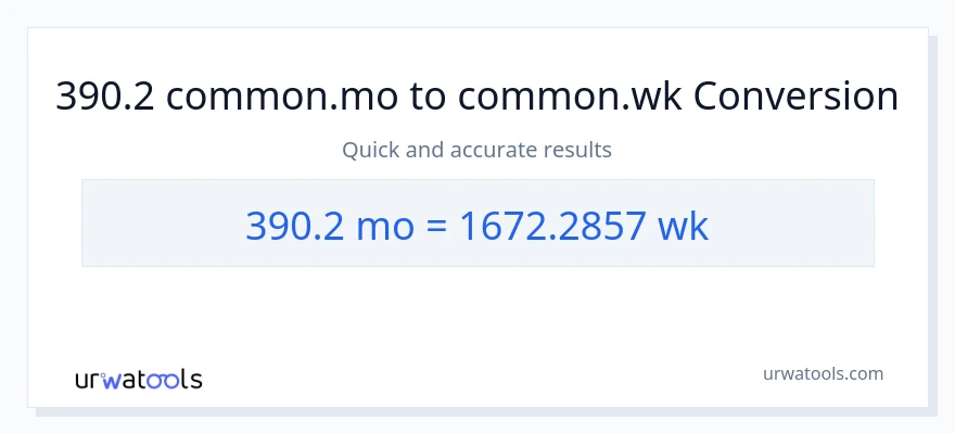 Konwersja 390.2 Miesiące do Tygodnie