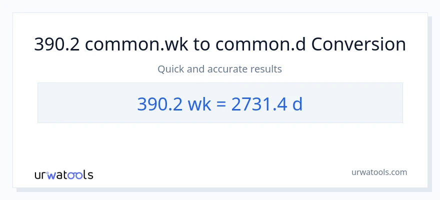 Conversió de 390.2 Setmanes a Dies
