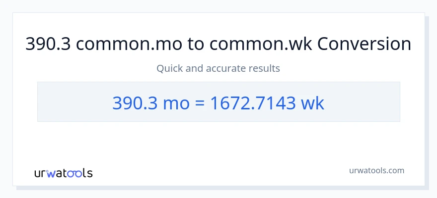 تبدیل 390.3 ماه‌ها به هفته‌ها