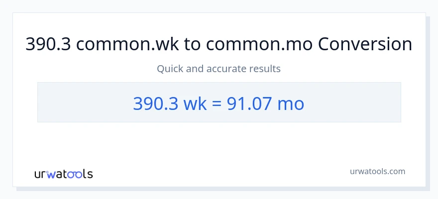 تبدیل 390.3 هفته‌ها به ماه‌ها
