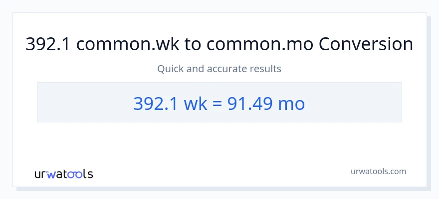 392.1 ആഴ്ചകൾ ൽ നിന്ന് മാസങ്ങൾ ലേക്ക് പരിവർത്തനം