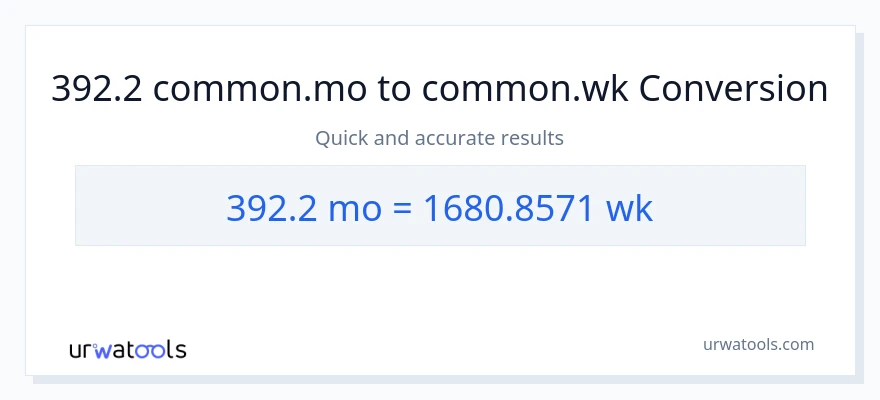 392.2 മാസങ്ങൾ ൽ നിന്ന് ആഴ്ചകൾ ലേക്ക് പരിവർത്തനം