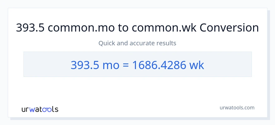 393.5 മാസങ്ങൾ ൽ നിന്ന് ആഴ്ചകൾ ലേക്ക് പരിവർത്തനം