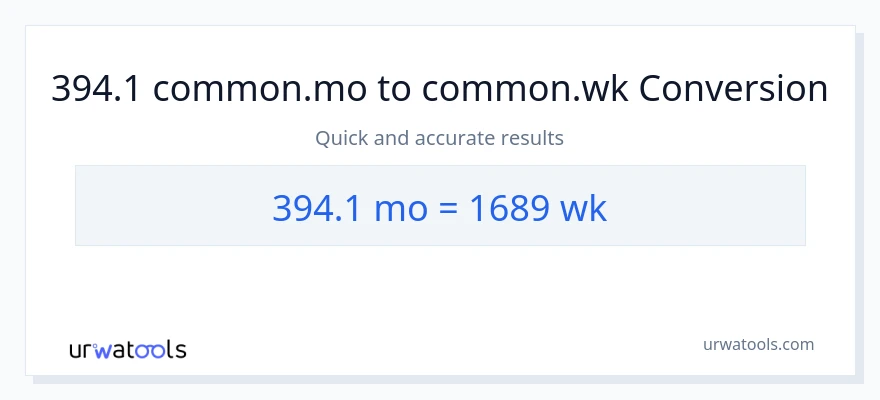 394.1 മാസങ്ങൾ ൽ നിന്ന് ആഴ്ചകൾ ലേക്ക് പരിവർത്തനം