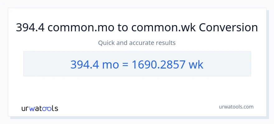 394.4 മാസങ്ങൾ ൽ നിന്ന് ആഴ്ചകൾ ലേക്ക് പരിവർത്തനം