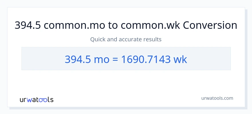 Conversió de 394.5 Mesos a Setmanes