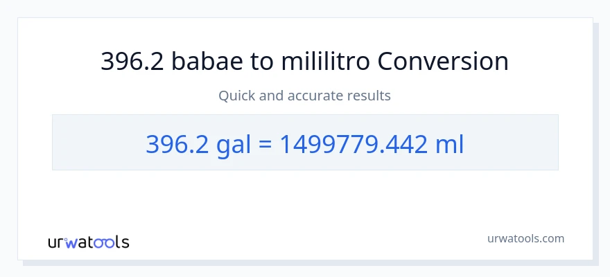 396.2 Mga galon patungong mga mililitro na conversion