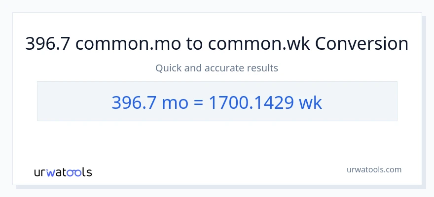 تبدیل 396.7 ماه‌ها به هفته‌ها
