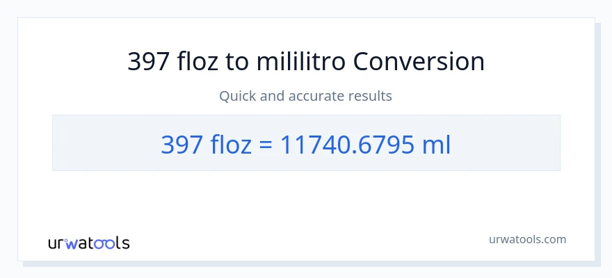 397 mga onsa ng likido patungong mga mililitro na conversion