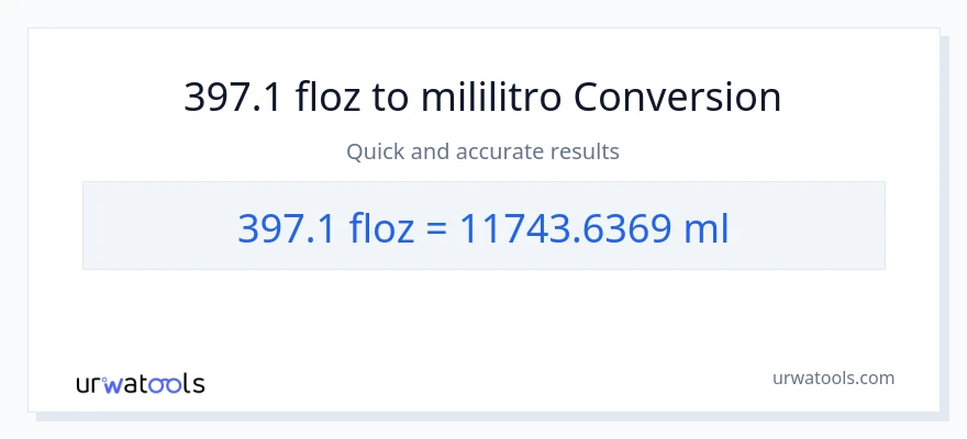 397.1 mga onsa ng likido patungong mga mililitro na conversion