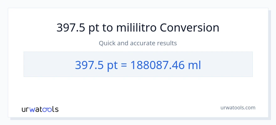 397.5 Pints patungong mga mililitro na conversion