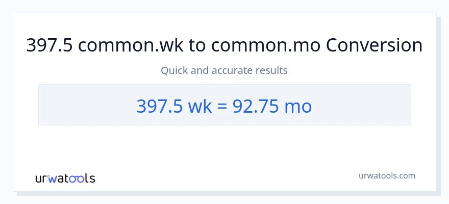 Conversió de 397.5 Setmanes a Mesos