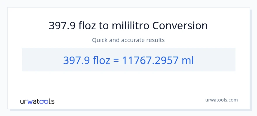 397.9 mga onsa ng likido patungong mga mililitro na conversion