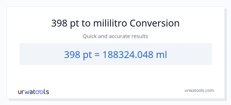398 Pints patungong mga mililitro na conversion
