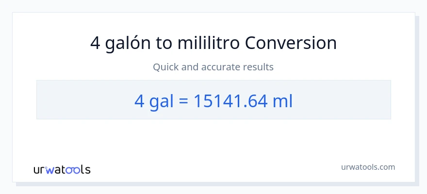 Conversión de 4 Galones a mililitros