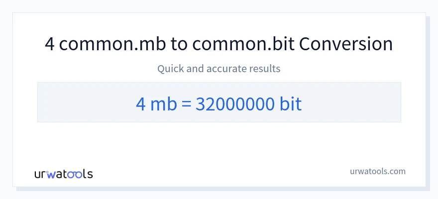 4 Megabytes 到 Bits 轉換