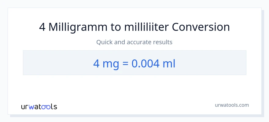 4 milligrammi konversioon milliliitrid-ks
