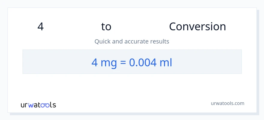4 միլիգրամներ-ից միլիլիտր փոխակերպում