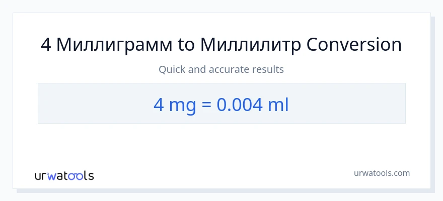 4 миллиграмм-ден миллилитр-ке конверсия