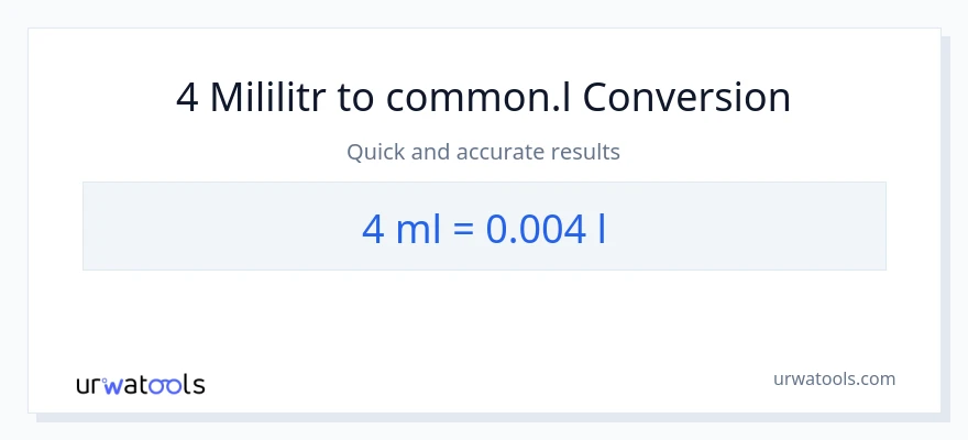 Konverze z mililitrů na Liters: 4