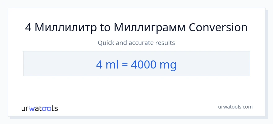 4 миллилитр-ден миллиграмм-ке конверсия