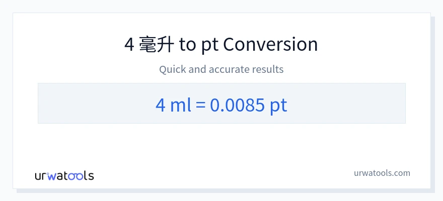 4 毫升 到 Pints 轉換