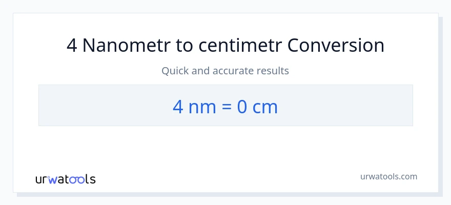 Konverze z nanometrů na Centimetry: 4