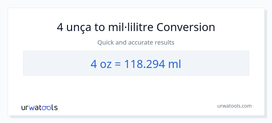 Conversió de 4 Unces a mil·lilitres