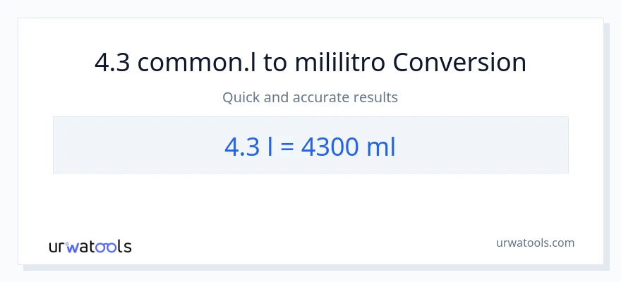 4.3 Liters patungong mga mililitro na conversion