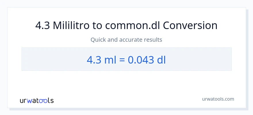 4.3 mga mililitro patungong Dls na conversion