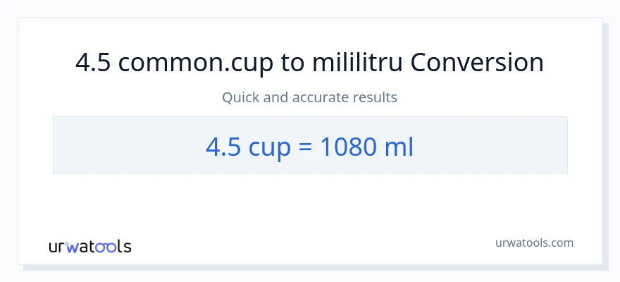 Conversie 4.5 cupe la mililitri