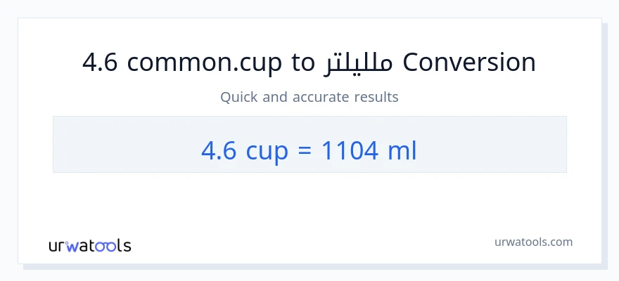 التحويل من 4.6 أكواب إلى ملليلتر