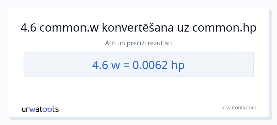 4.6 vati uz zirgspēki konversiju