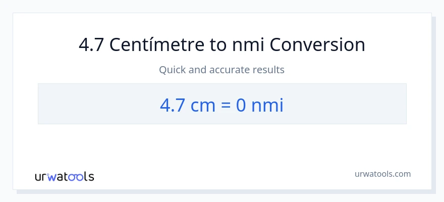 Conversió de 4.7 Centímetres a milles nàutiques