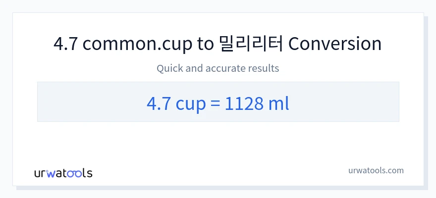 4.7 컵에서 밀리리터으로의 변환