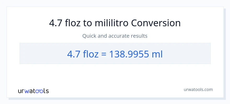 4.7 mga onsa ng likido patungong mga mililitro na conversion