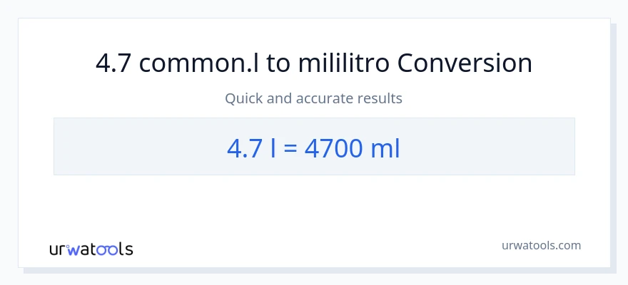 4.7 Liters patungong mga mililitro na conversion