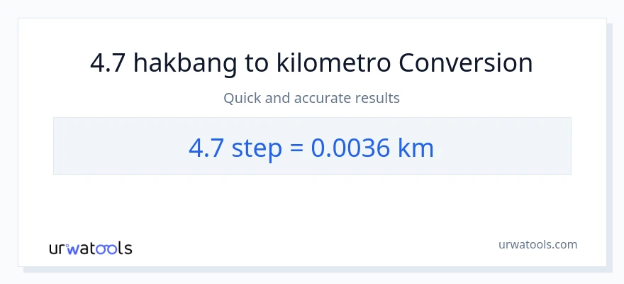 4.7 mga hakbang patungong Kilometro na conversion