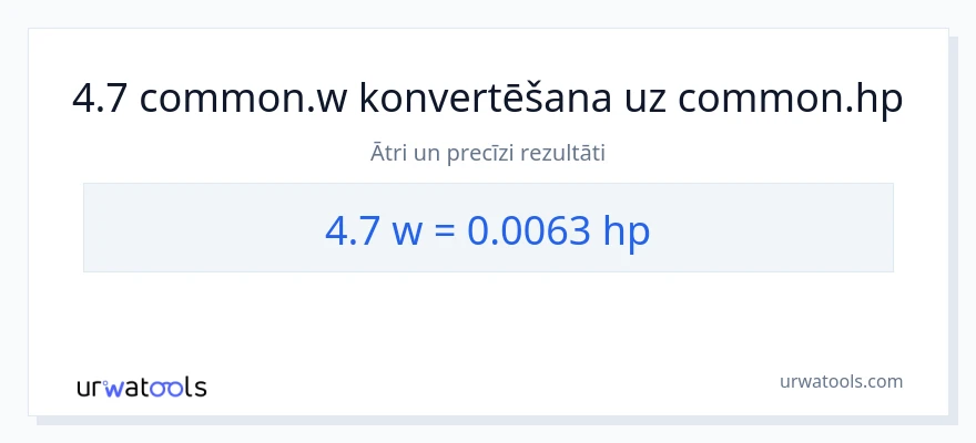 4.7 vati uz zirgspēki konversiju