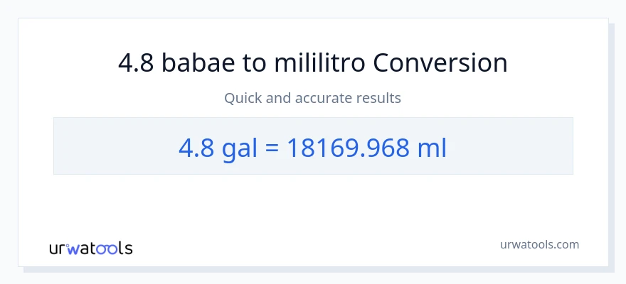4.8 Mga galon patungong mga mililitro na conversion