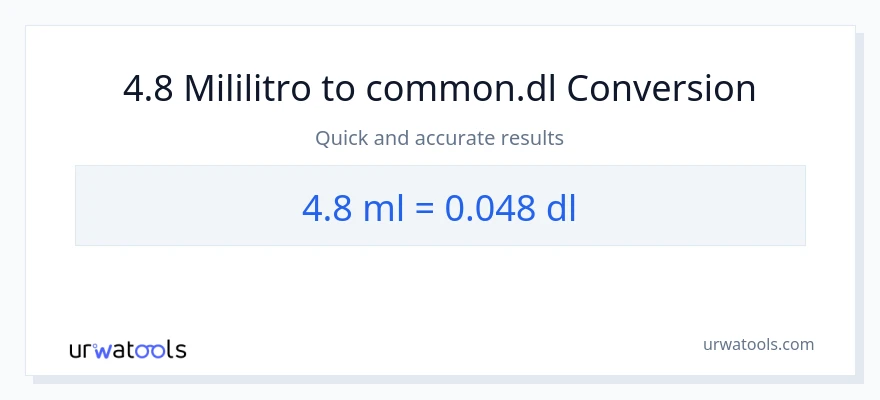 4.8 mga mililitro patungong Dls na conversion