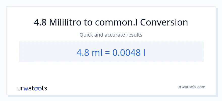 4.8 mga mililitro patungong Liters na conversion