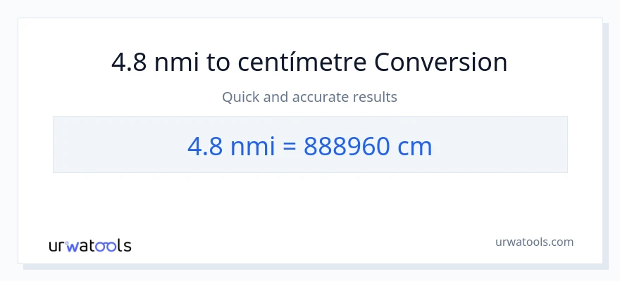 Conversió de 4.8 milles nàutiques a Centímetres