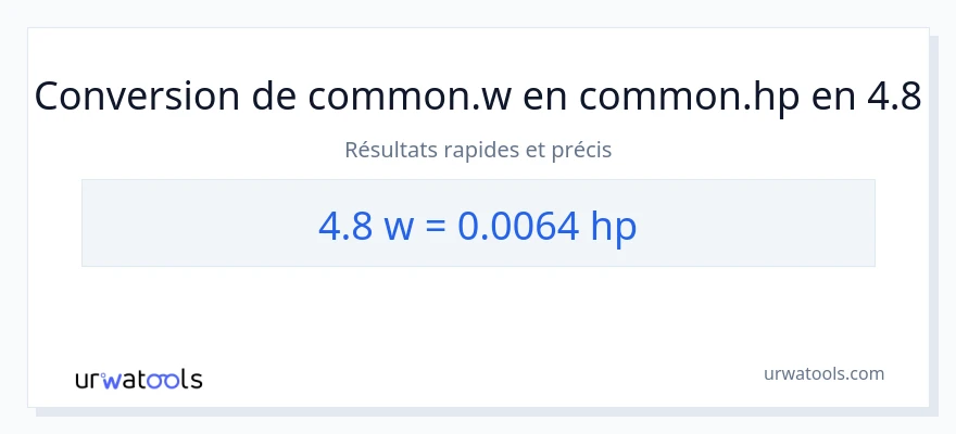 Conversion 4.8 watts vers chevaux-vapeur