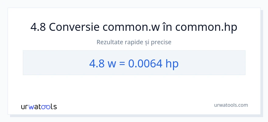 Conversie 4.8 wați la cai putere