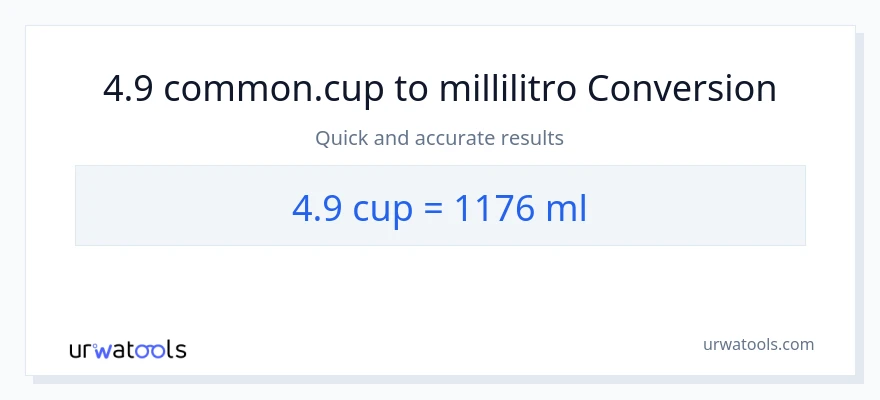 Conversione da 4.9 tazze a millilitri